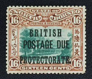 1912 BRITISH PROTECTORATE POSTAGE DUE opt NORTH BORNEO 16c MLH SG#D47 NB3890