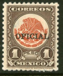 MEXICO O232, $1P OFFICIAL. Unused. (1252)