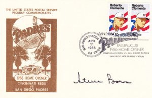 Signed Steve Boros USPS Padres Maxi #2097 Clemente Home Opener 1986