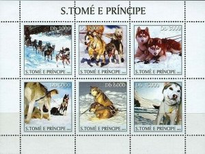 S. TOME & PRINCIPE 2003 - Dogs & sledge 6v. Scott Code: 1524