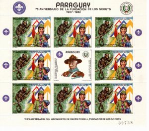 Paraguay 1982 MNH Sc 2037 sheet of 8 with label