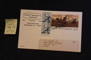 Scott UX87 & 1283 (pr) cover NJ to VA (#781)