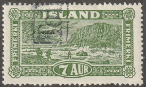 Iceland, Scott#144,  used, hinged,  7 aur, green,