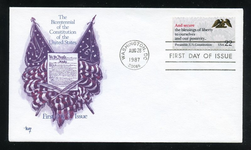 US 2358 Constitution Bicentennial Series UA Marg cachet FDC