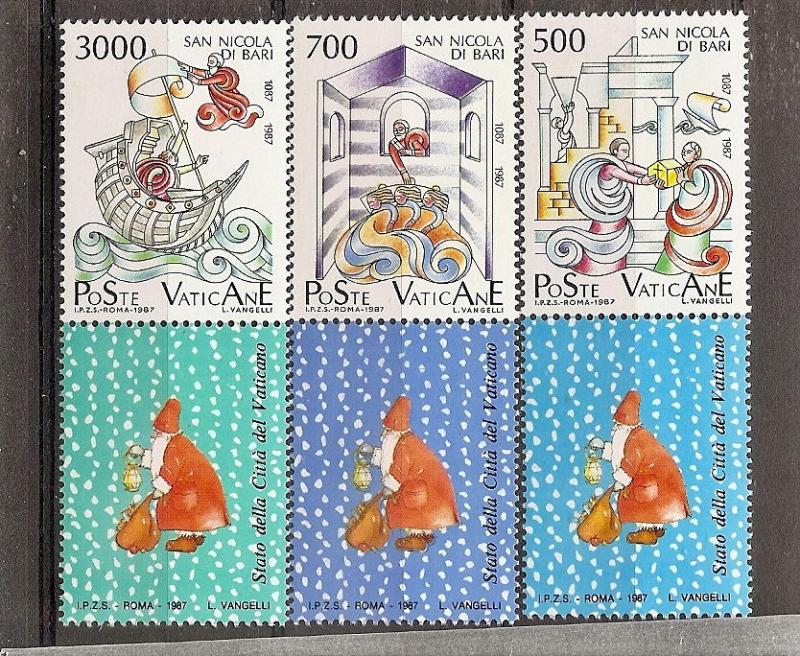 Vatican City 803-5 MNH 1987 St. Nicholas of Bari w Label