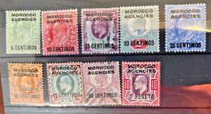 Morocco Agencies stamps: 1907-10 Scott 34a-42a