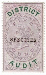 (I.B) QV Revenue : District Audit £5 (1882) specimen