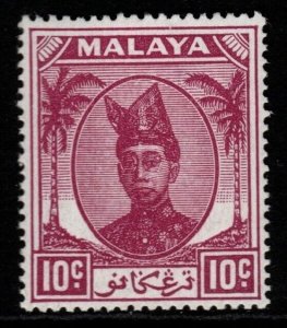 MALAYA TRENGGANU SG75 1949 10c PURPLE MNH