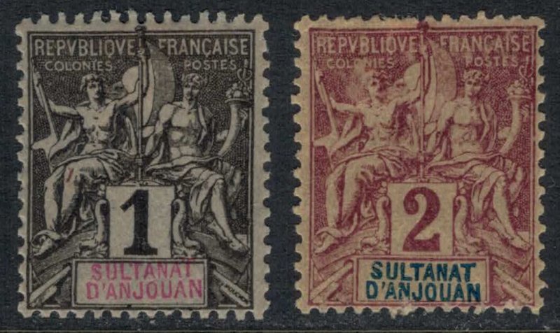 Anjouan #1-2  CV $4.50