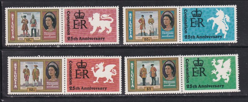 St. Lucia # 438-441, Queen Elizabeth II Coronation 25th Anniversary, NH 1/2 Cat