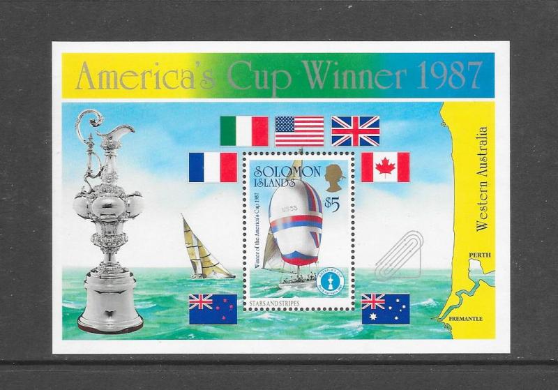 SAIL BOAT - SOLOMON ISLANDS #575 AMERICA'S CUP WINNER  MNH