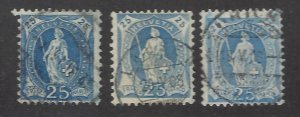 Switzerland SC#106, 112 & 112a Used Fine SCV$18.75...Nice Stamps!