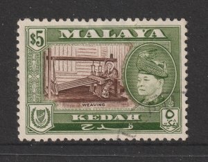 Kedah a good/fine used $5 from the 1957 set