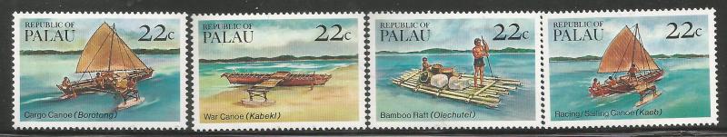 PALAU 67-70  MNH, CANOES AND RAFTS