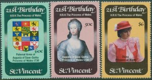 St Vincent 1982 SG694-696 Princess of Wales birthday set MNH