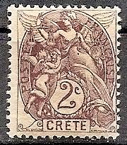 France-Off.Crete  2 1902 MH 2c Liberty,Equality & Fraternity