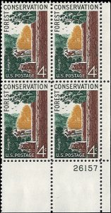 Scott # 1122 1958 4c dp grn, yel & brn  Symbols of Forest
Conservation  Plate...