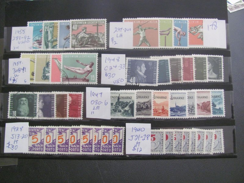 LIECHTENSTEIN 1940S-1950S HINGED AND USED SETS XF (178)