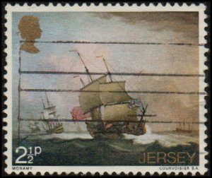 Jersey 58 - Used -2 1/2p English Fleet in the Channel / Art (1971)(cv $0.55) +