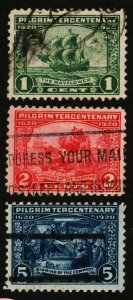 US.#548-550 USED PILGRIM TERCENTENARY SET ISS. OF 1920 - VF - CV$16.10 (ESP#641)