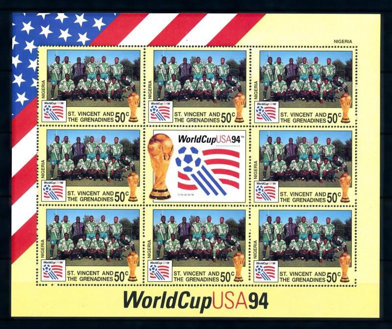 [94415] St. Vincent & Gren 1994 World Cup Football Soccer USA Nigeria Sheet MNH