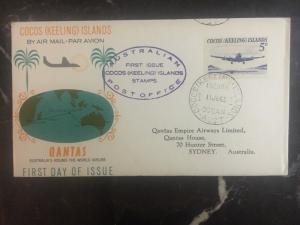 1963 Cocos Islands Keeling Australia First Day Cover FDC To Sidney Quantas