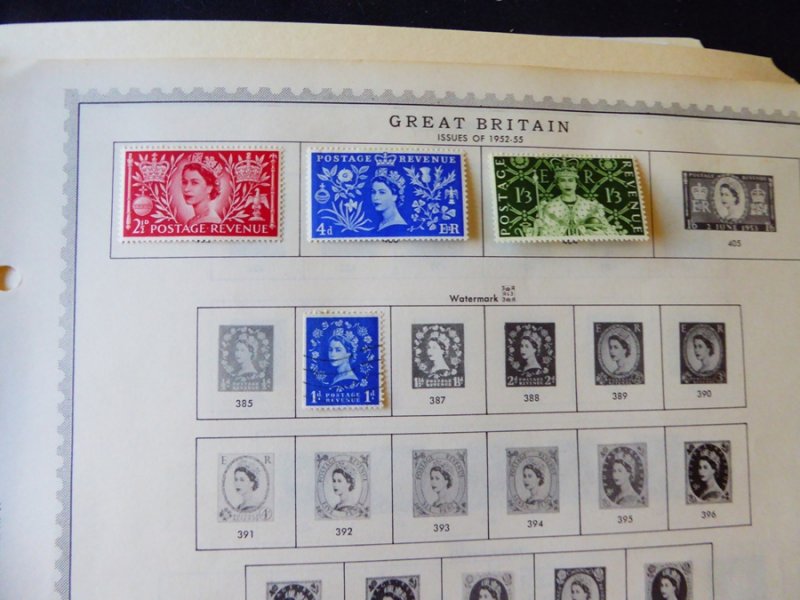 Great Britain 1924-1958 Stamp Collection on Album Pages