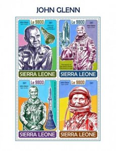 Sierra Leone - 2017 John Glenn - 4 Stamp Sheet - SRL171010a