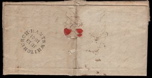 NB - 1841 Whitchurch, GB to Saint John, NB, paid 1s, 2d collect, via London. 