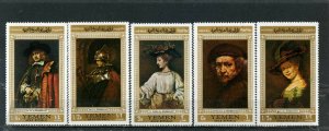 YEMEN ARAB REPUBLIC 1968 PAINTINGS BY REMBRANDT SET OF 5 STAMPS MNH