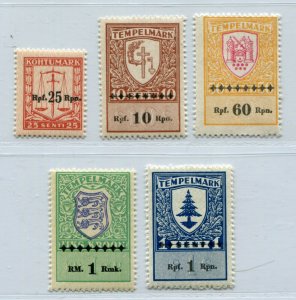 ESTONIA 3rd REICH GERMAN OCCUPATION LOVELY OVPT REVENUE STAMPS PERFECT MNH/MNG