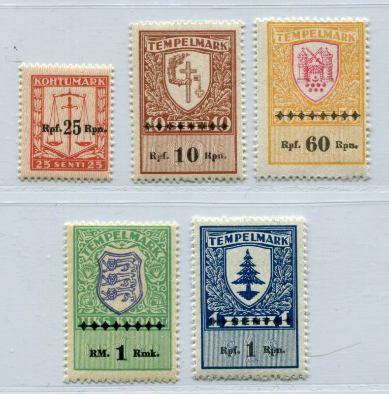 ESTONIA 3rd REICH GERMAN OCCUPATION LOVELY OVPT REVENUE STAMPS PERFECT MNH/MNG