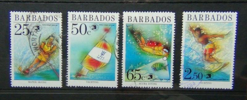 Barbados 1989 World Stamp Expo 89 Exhibition Washington Water sports set Used