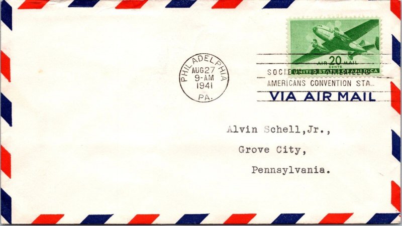 FDC 1941 - Soc of Philatelic Americans Conv. Stn - Philadelphia, PA - F38244