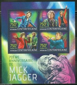 CENTRAL AFRICA  2013 70th  BIRTH  ANNIVERSARY OF MICK JAGGER SHEET  MINT NH