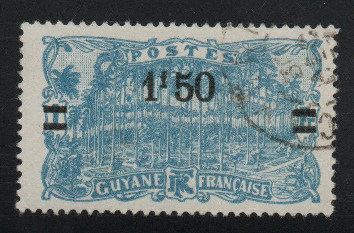 French Guiana Scott 107 Used 1926 surcharged stamp