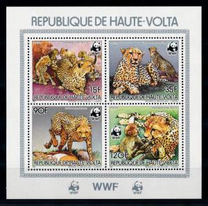 [75672] Upper Volta 1984 Wild Life Cheetah WWF Perf. Sheet MNH