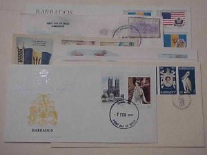 BARBADOS  FDC  7 DIFF. INCLUDES RONALD REAGAN 1976-1985 CACHET UNADDRESSED