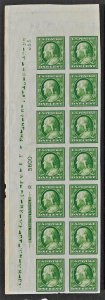 US 1911 Sc #383 VF/XF NH strip of 14 w. plate block & initials, a few edge nicks