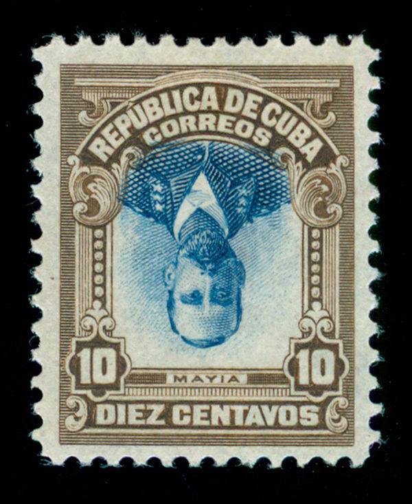 MOMEN: US POSSESSIONS STAMPS #244a INVERTED CENTER 10cCUBA MINT OG H VF