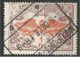 BELGIUM, 1902, used 1fr, Winged wheel Scott Q42