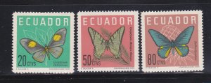 Ecuador 711-713 Set MH Insects, Butterflies  (B)