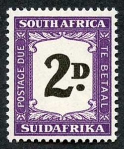 SOUTH AFRICA SGD36a Post Due 1948 2d showing variety Thick (double) 2d U/M