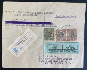 1931 Tanga Tanganyika First Flight Airmail Cover To Dar Es Salaam Government Aer