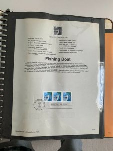 USPS Souvenir Page Scott  , 1994 fishing boat stamps