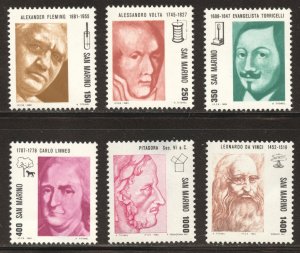 San Marino Scott 1041-46 MNHOG - 1983 Scientists Issue - SCV $3.90