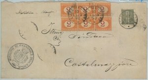  BK0023 -  REGNO - storia postale - Sass SEGNATASSE 4 * 6  (2*3) su BUSTA 1890