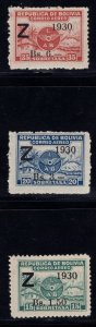 MOMEN: BOLIVIA SC #C24-C26 1930 ZEPPELIN MINT OG H LOT #67797*