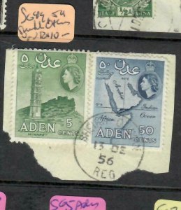 ADEN  (PP1106BB)  QEII 5C,50C PIECE SHEIKH OTHAN  SG 49, 59   VFU