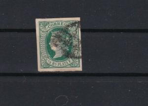 spain colony 1866 ½ reale used stamp cat £110+ ref 13613
